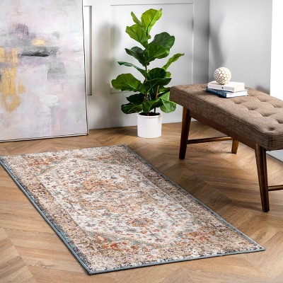 Beige Vintage Medallion Synthetic Runner Rug 2' 6" x 8'