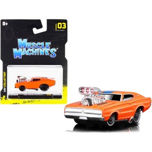 1966 Dodge Charger 426 C.I. Orange with Blue Stripe 1/64 Diecast Model Car by Muscle Machines - 1 of 4