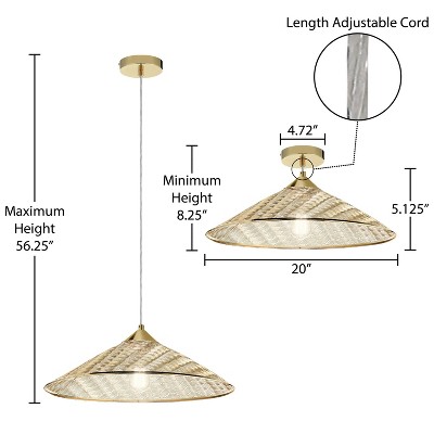 Rosalinde 21" Gold Art Deco-Inspired LED Metal Pendant Light