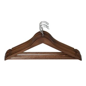 60 Pack Solid Walnut Wood Suit Hangers for Adult - 1 of 4