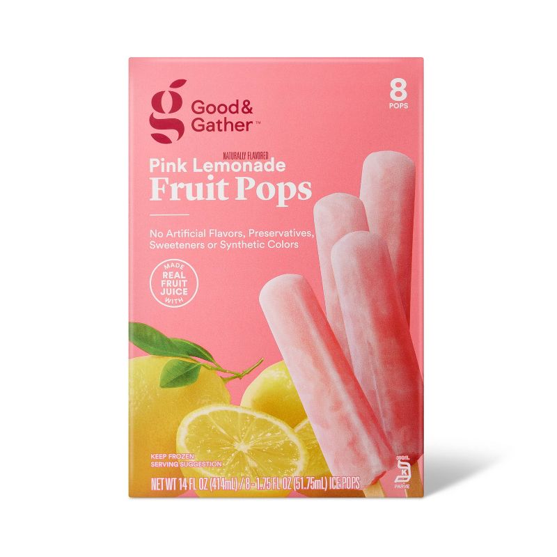 Frozen Pink Lemonade Fruit Pops - 14oz/8ct - Good &#38; Gather&#8482;, 1 of 6