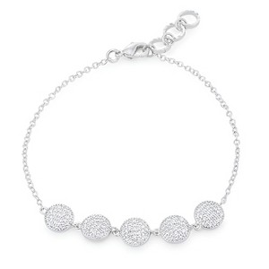 Slickblue Women’s 0.8ct CZ Pave Disc Bracelet, Rose Goldtone/Gold/Silver, 7" Chain + 0.5" Extender, Lobster Clasp - 1 of 3