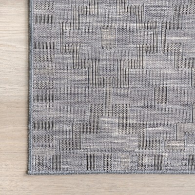 Elia Blue Geometric Washable Cotton Area Rug