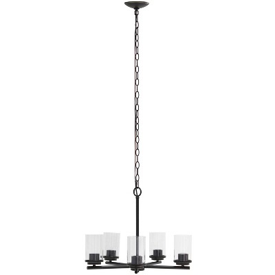 Elegant Restoration Bronze 5-Light Clear Glass Pendant Chandelier