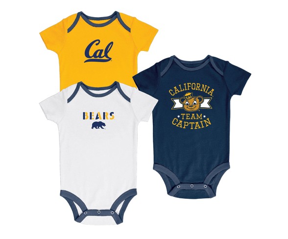Cal Golden Bears Newest Fan 3pk Bodysuit Set 0-3M