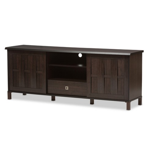 Unna Wood Tv Cabinet With 2 Sliding Doors And Drawer Tv Stand For