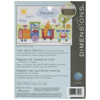 Dimensions Counted Cross Stitch Kit 7"X5"-Train Birth Record (14 Count)