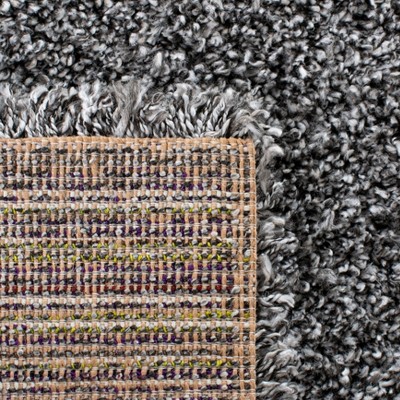 Plush Dark Grey Synthetic Square Shag Rug - Easy Care, Reversible