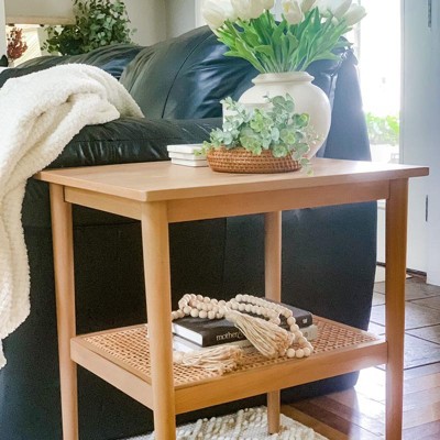 Grooved Wood Square Accent Side Table with Drawer - Natural - Hearth &  Hand™ with Magnolia