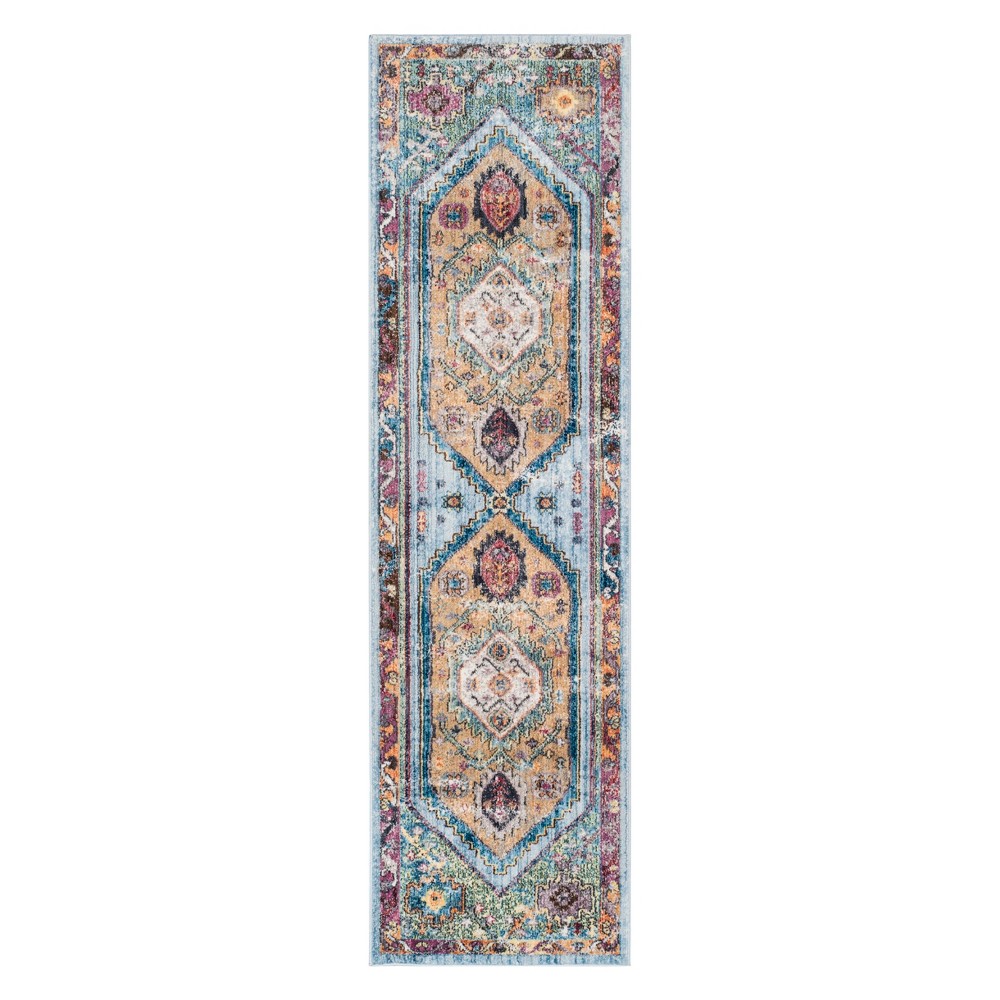 2'3inX6' Medallion Runner Blue/Camel - Safavieh