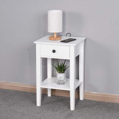 KTMBDW Nightstand with Drawer, Night Stands for Bedrooms, Small Bed Side Table/White Night Stand with Drawers for Small Spaces, Living Room, White