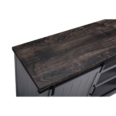 Gray Sliding Barn-Door TV Stand with Adjustable Shelves