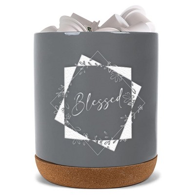 Elanze Designs Blessed Grey X-Large Cork Bottom, Kitchen Counter, Ceramic Stoneware, Coffee, Tea and Hot Chocolate, Machine Brewing, K Capsule Pod