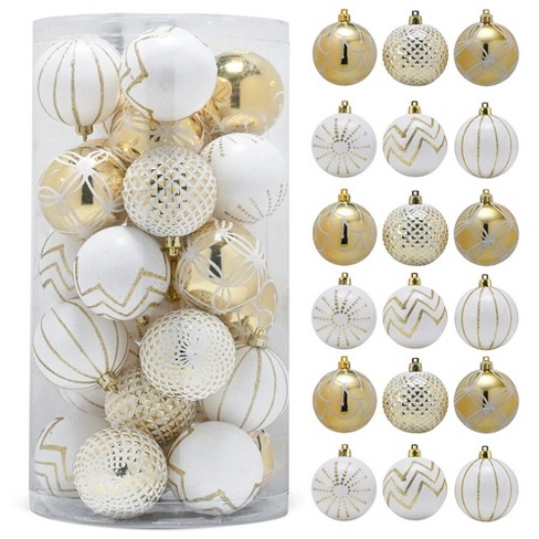 1 Pack) (white) Christmas Decorations 12 Gold And Silver Glitter