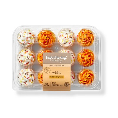 Harvest Vanilla Mini Cupcakes with Orange & White Icing -10oz/12ct - Favorite Day™