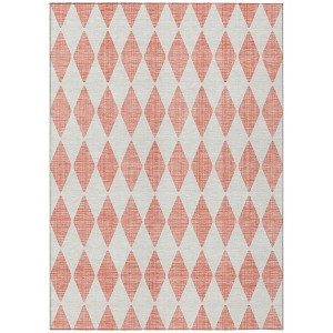 Salmon And Ivory Geometric Washable Indoor Outdoor Area Rug - 1 of 4