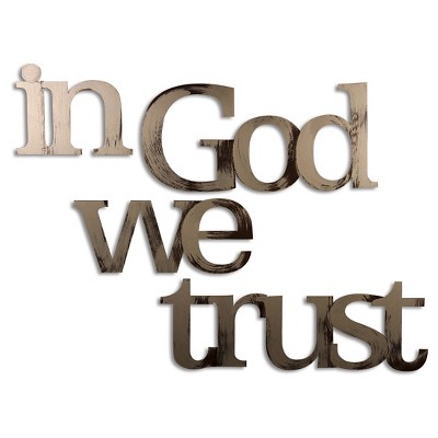 61"x8" Hand Painted 3D Wall Sculpture In God We Trust Nickle- Letter2Word