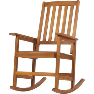 Outdoor Rocking Chair, Acacia Wood Patio Porch Rocker for Garden, Deck or Yard - 1 of 4