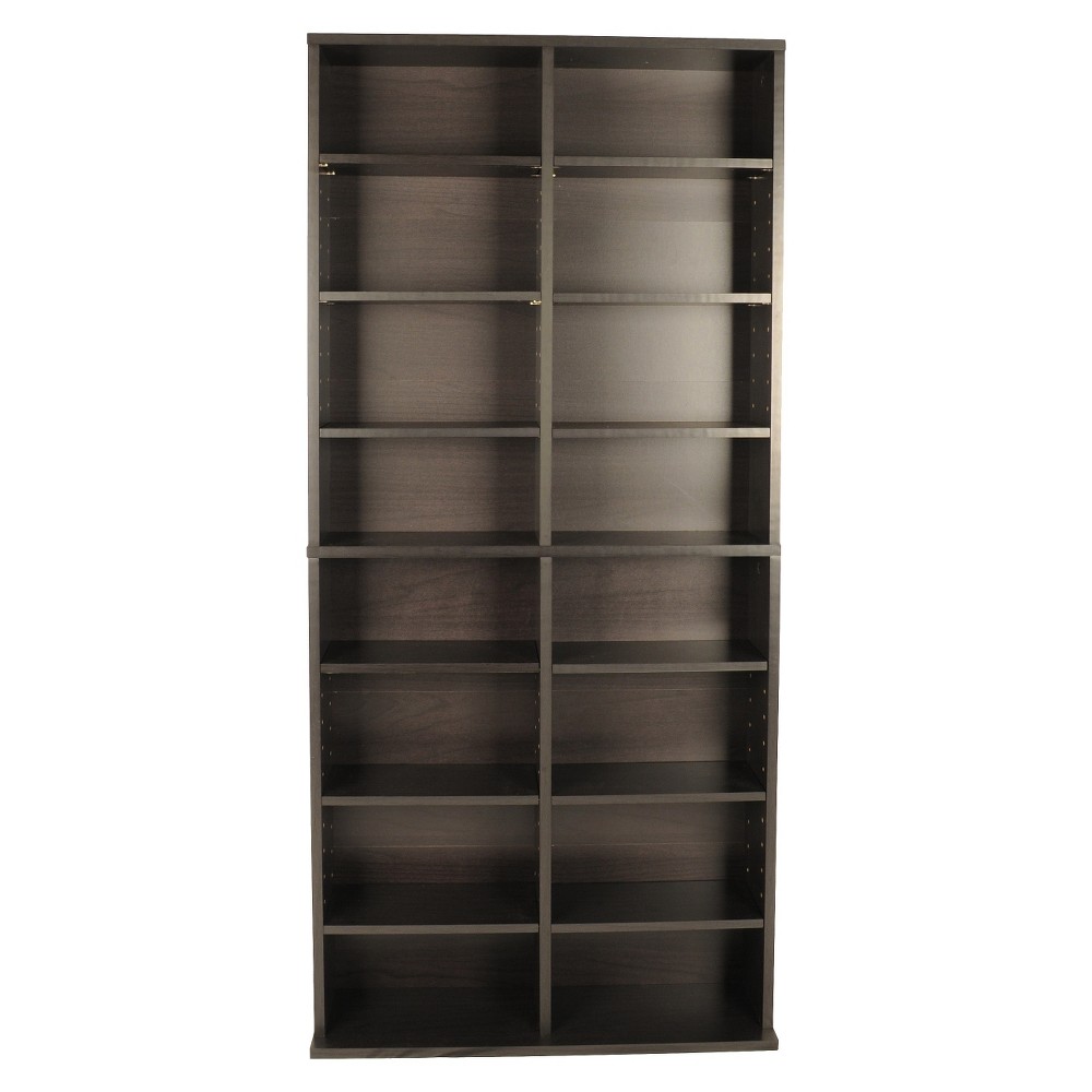 Atlantic 54"x25" Oskar 464 Adjustable Shelf Wood Media Storage Wall Bookcase (464 CDs, 228 DVDs, 276 BluRays), Espresso