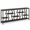 Syemin Console Tables Sofa Console Table with 4 Tier Wood Storage Shelves, Industrial Extra Entryway Accent Tables, Brown, 70.87"*11.81"*35.43" - 2 of 4