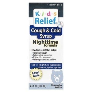 Homeolab USA Kids Relief, Cough & Cold Syrup, Nighttime Formula, For Kids 0-12 Yrs, 3.4 fl oz (100 ml) - 1 of 3
