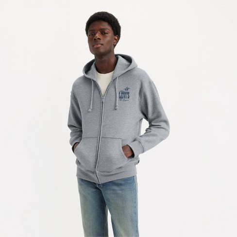Levi's® Men's Western Logo Relaxed Fit Zip-up Sweatshirt - Light Gray :  Target