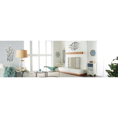 Glass Table Lamp with Drum Shade Set of 2 Silver - Olivia & May: Coastal Jute Accents, No Assembly Required