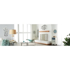 Glass Table Lamp with Drum Shade Set of 2 Silver - Olivia & May: Coastal Jute Accents, No Assembly Required - 1 of 4