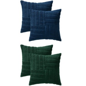 REGALWOVEN 4 Pcs Solid Corduroy Soft Decorative Throw Pillow Covers for Modern Farmhouse Home Decor 18 x 18 Inch - 1 of 4