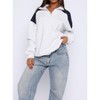 Coolmee Womens Quarter Zip Sweatshirts Fall Fashion Long Sleeve Color Block Casual Loose Fit Pullover Tops - 3 of 4
