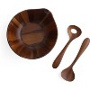 Nambe Portables Wood Salad Bowl with Servers, 3-Piece Set, Acacia Wood Large Salad Bowl, Mixing Bowl with Wooden Serving Spoons,11 Inch - 2 of 4