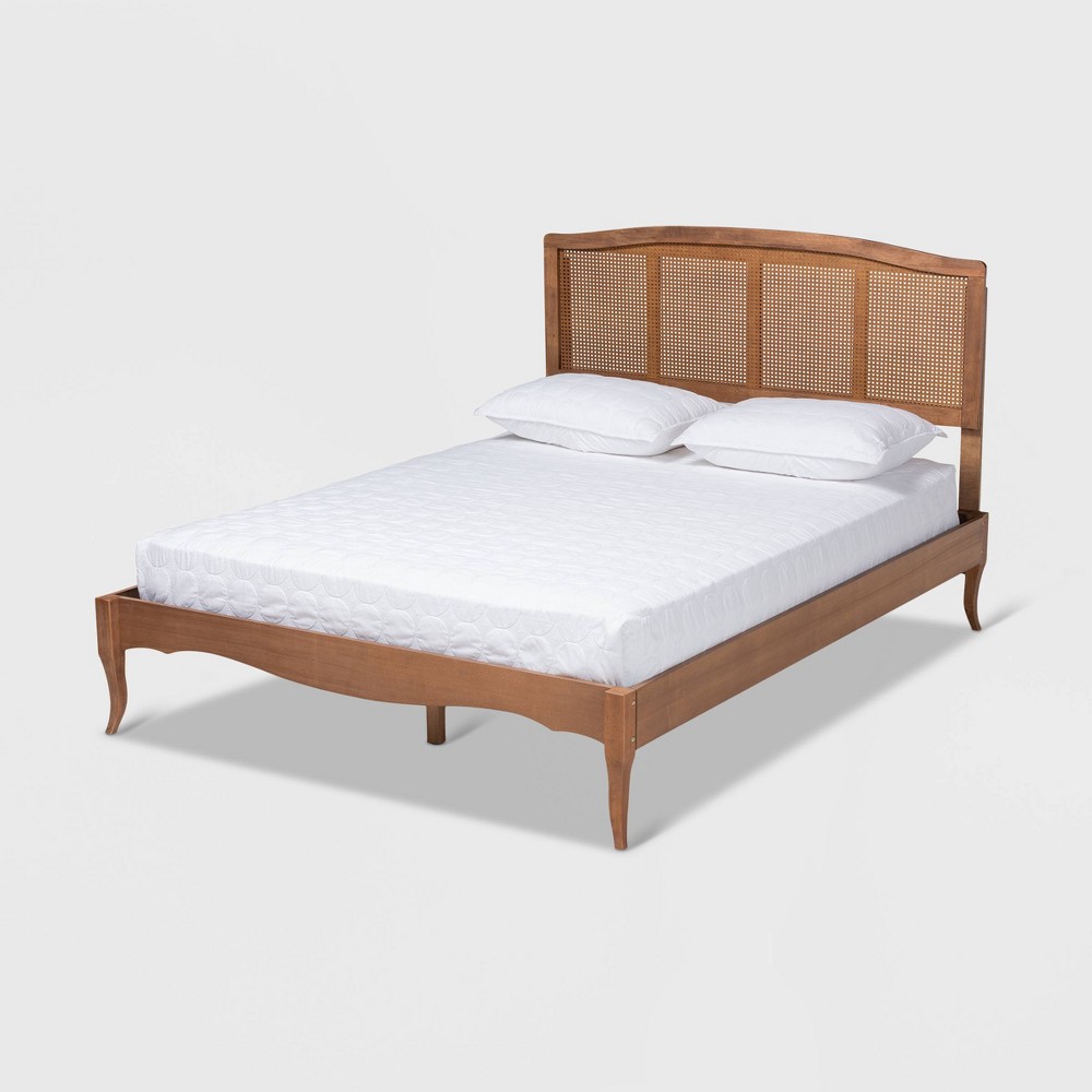 Photos - Bed Frame Full Marieke Wood Platform Bed Ash Walnut - Baxton Studio