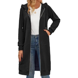 Zeagoo Women's Hoodies Zip Up Long Sleeve Tunic Sweatshirts Casual Oversized Fleece Jackets Warm 2025 Fall Winter Coat with Pockets Black XXXL - 1 of 4