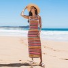Women's Vibrant Multicolor Striped Maxi Beach Dress - Cupshe - 3 of 4