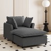 37" Oversized Chenille Chaise Lounge Single Sofa Bed with Wide Seat and Movable Ottoman - 2 of 4
