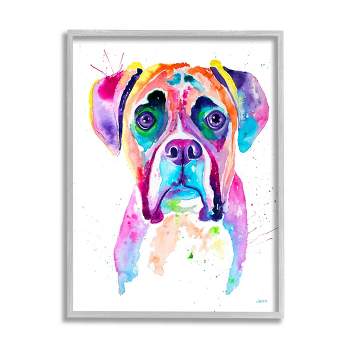 Stupell Industries Boxer Dog Vivid Watercolor Style Framed Giclee Art