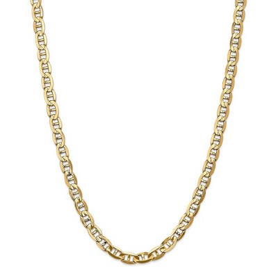 Black Bow Jewelry 7mm 14k Yellow Gold Solid Concave Anchor Chain Necklace