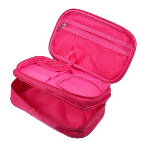 Unique Bargains Cosmetic Bag Travel Makeup Bag Cosmetic Brush Organizer Skin Care Storage Bag for Women 7.87"x4.72"x3.15" 1 Pc - 1 of 4