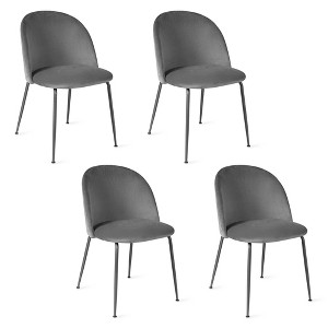 Tangkula Dining Chair Set of 4 Upholstered Velvet Chair Set w/ Metal Base for Living Room - 1 of 4