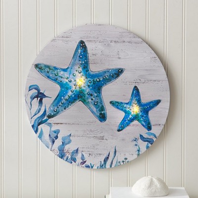 Blue Starfish LED Canvas Wall Art with Ocean Theme