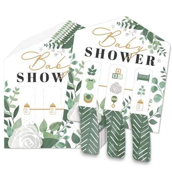 Big Dot of Happiness Boho Botanical Baby - Greenery Baby Shower Game Pickle Cards - Pull Tabs 3-in-a-Row - Set of 12