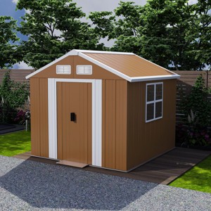 Metal Backyard Storage Shed with Sliding Door and Windows,Heavy Duty Outdoor Garden Storage Shed,Weatherproof Metal Tool Shed-Coolbibila - 1 of 4