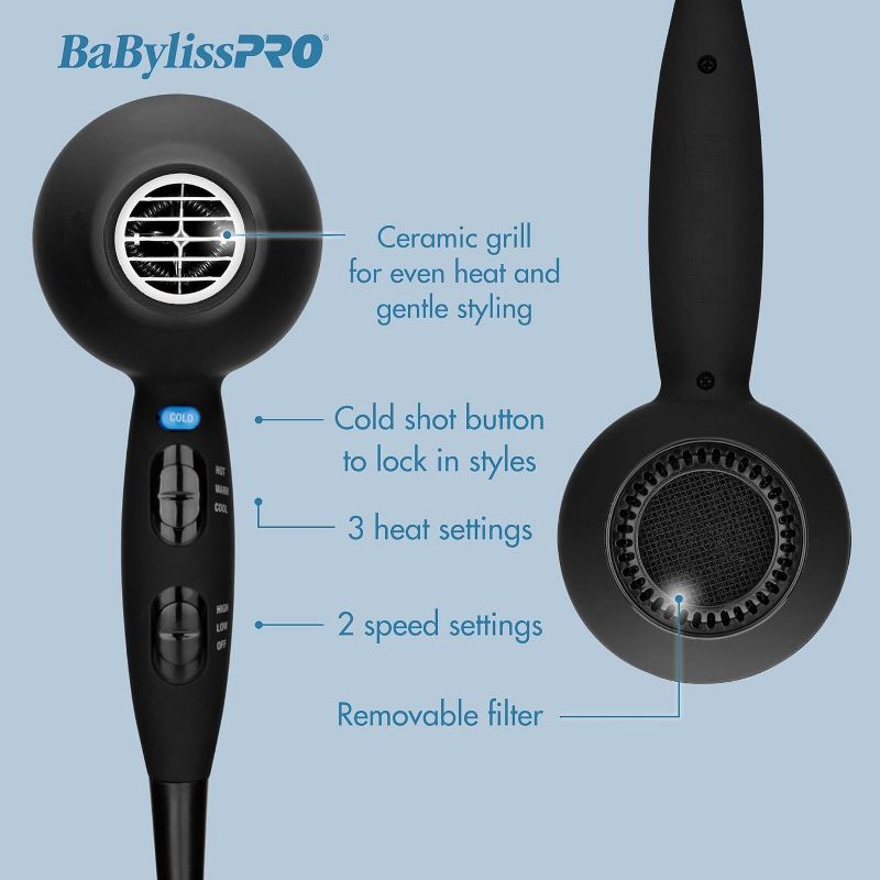 BaBylissPRO Hair Dryer, Ceramix Xtreme 2000-Watt Blow Dryer, Hair Styling Tools & Appliances, BX2000 (Babyliss Pro), 4 of 6