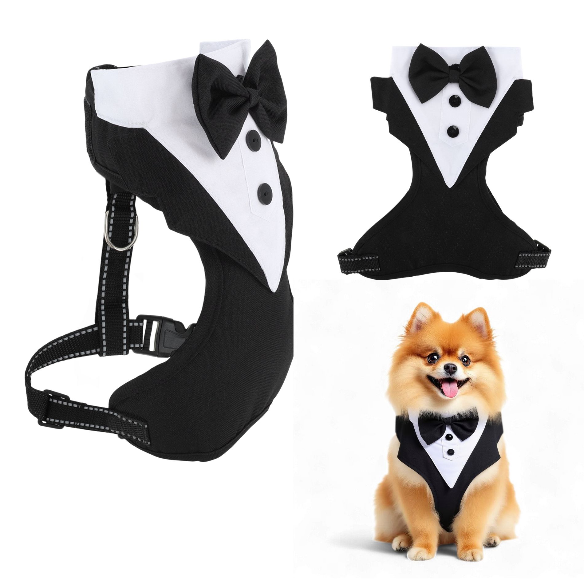 Unique Bargains Dog Tuxedo for Wedding Black White 1 Pc