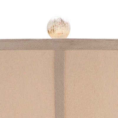 Rustic Ivory Ceramic Jar Table Lamp with Beige Fabric Shade