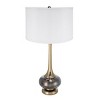 29" Modern Table Lamps with Glass Base and White Drum Shade, Artistic Nightstand Lamps for Bedroom, Study, Entryway, or Living Room–The Pop Home - 4 of 4