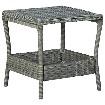 vidaXL Patio Table Light Gray 17.7 in.x17.7 in.x18.3 in. Poly Rattan