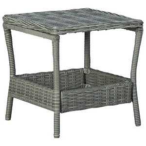vidaXL Patio Table Light Gray 17.7 in.x17.7 in.x18.3 in. Poly Rattan - 1 of 4