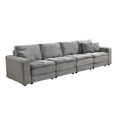 VYNXARIA 4 Seats,Oversized Sectional Sofa,L Shaped Corner Couch with Detachable Seat & Back Cushion,Corduroy Upholstery Convertible Sleeper Sofa&Couch