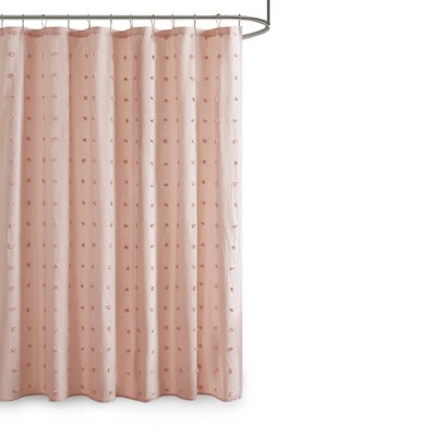 Kay Cotton Pom-Pom Shower Curtain Blush Pink